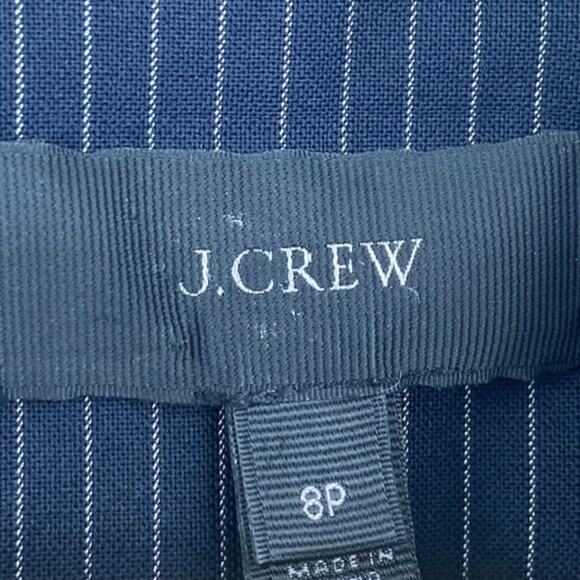 J Crew Wool Pinstripe Blazer Single Breasted Button Front Navy Petite Womens 8Pa - Picture 9 of 11